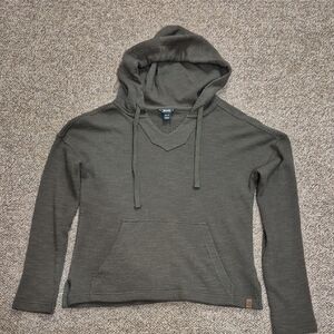 Womens Roots Olive Green Hooded Pull Over Sweater Size XS